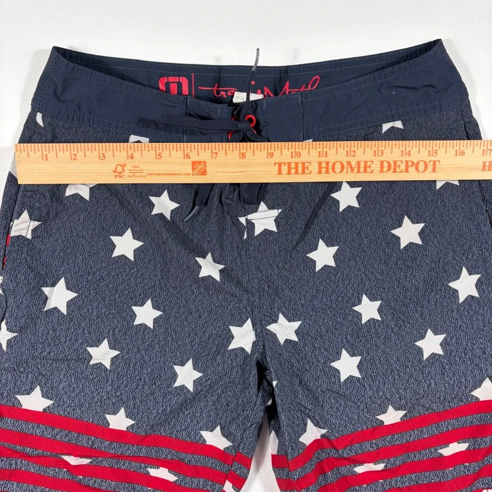 Travis Mathew Board Shorts Mens 30 Stars and Stripes Patriotic Navy Red White